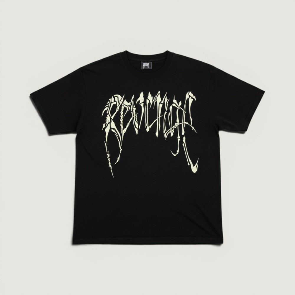 Revenge Bones Logo Skull Graphic T-Shirt Black Medium